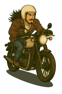 バイクに乗っている男性