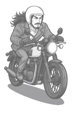 バイクに乗っている男性