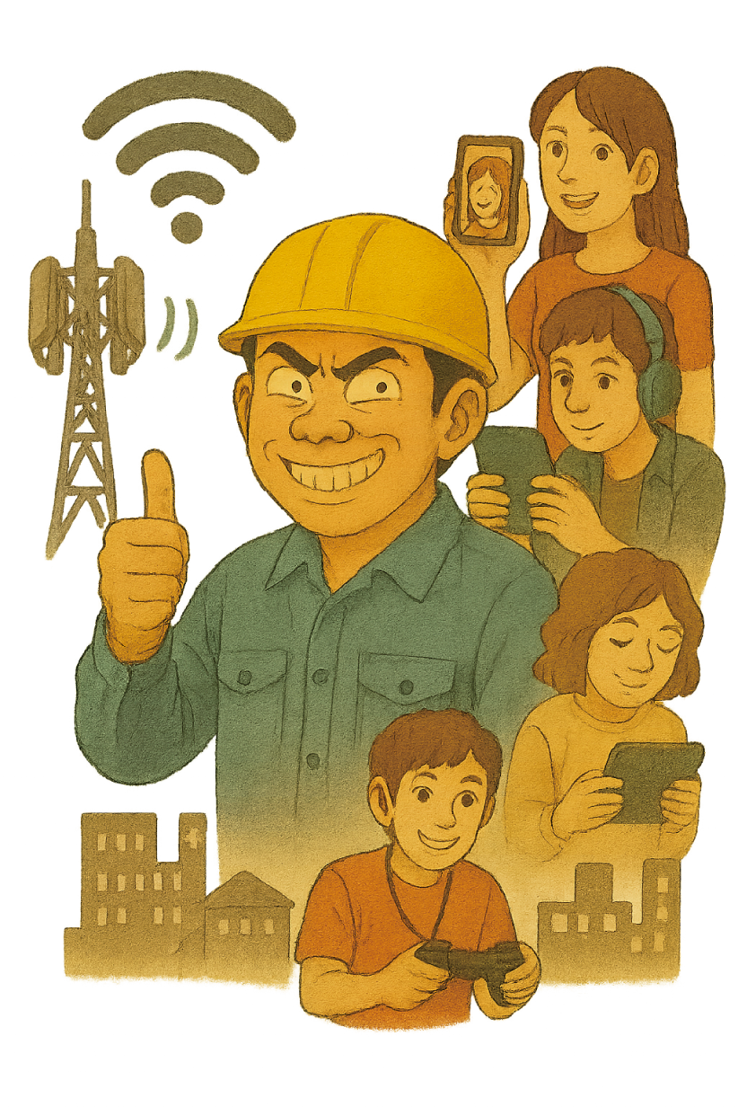通信の世界を 支えているのは 俺たちだ。